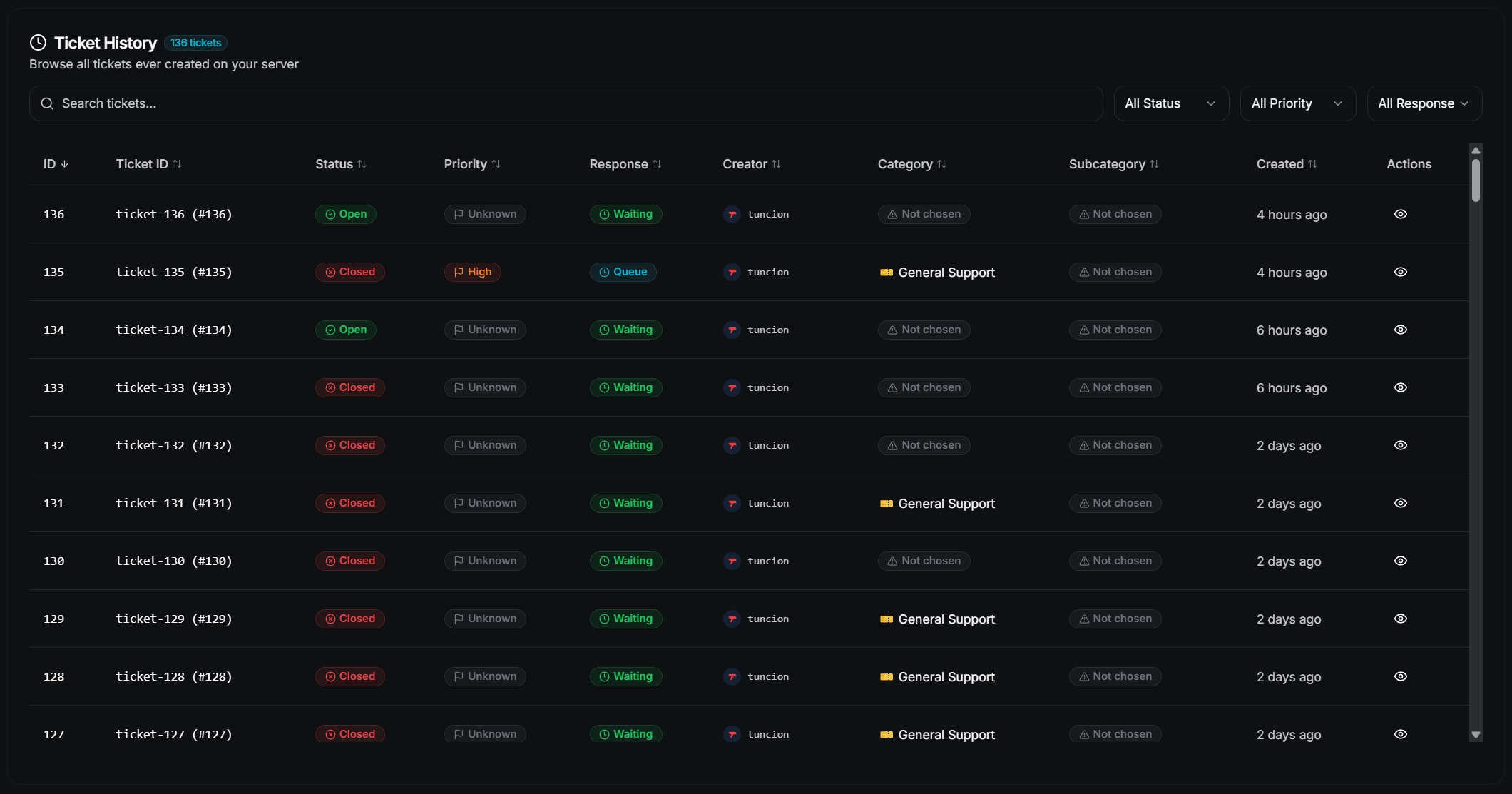Ticket History