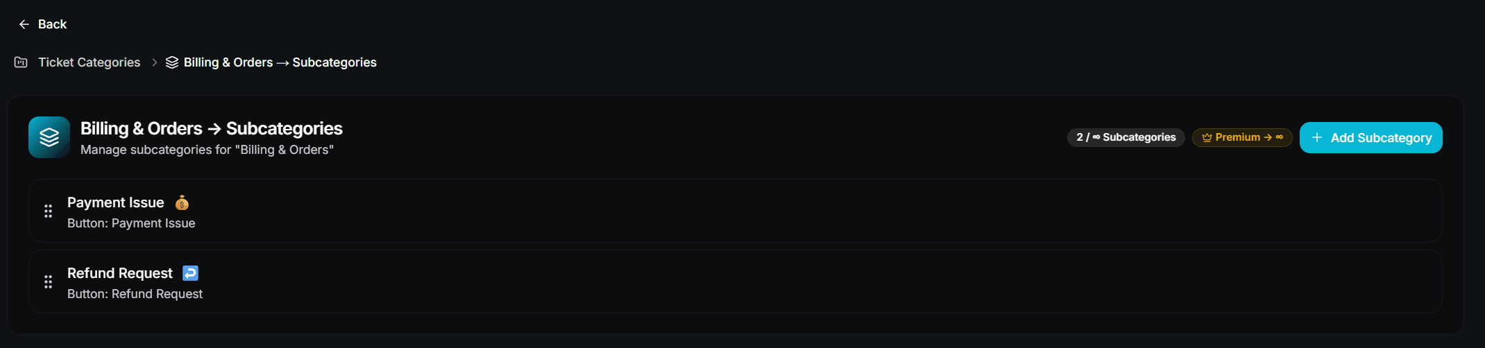 Subcategory List