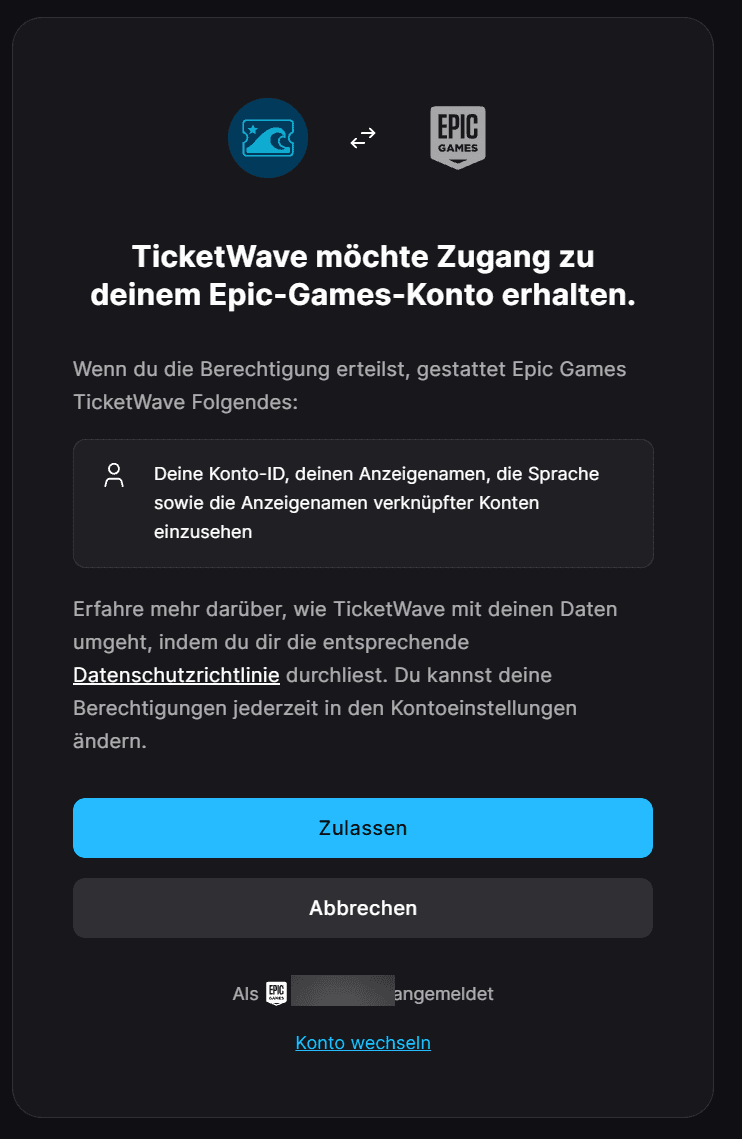 Epic Games Authentication Step