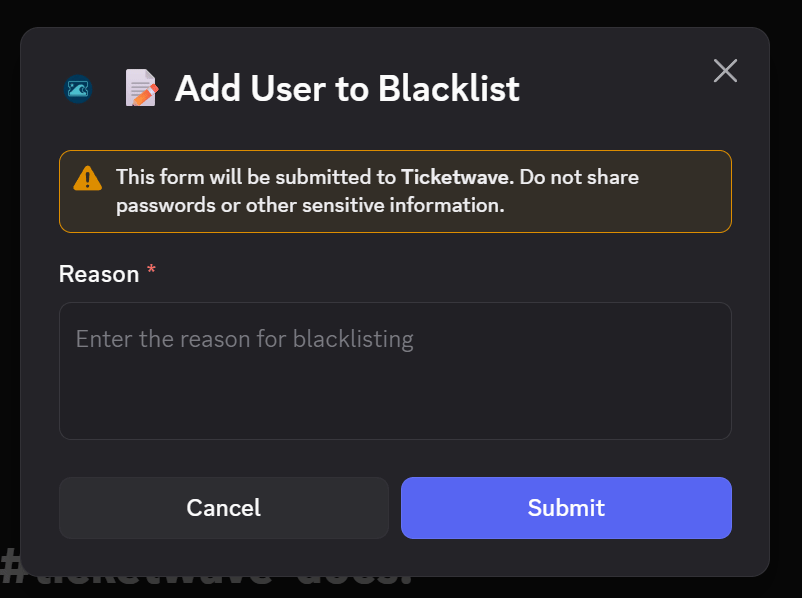 Blacklist Add Modal