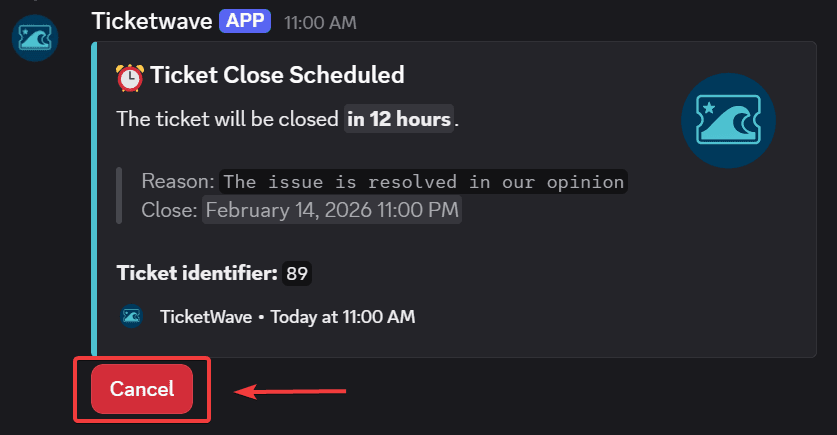 Close Schedule Cancel