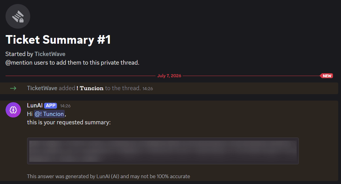 Ticket Summary Example 2