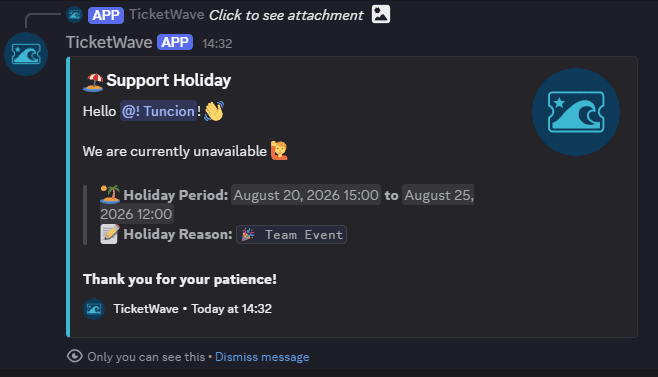 Holiday Notice