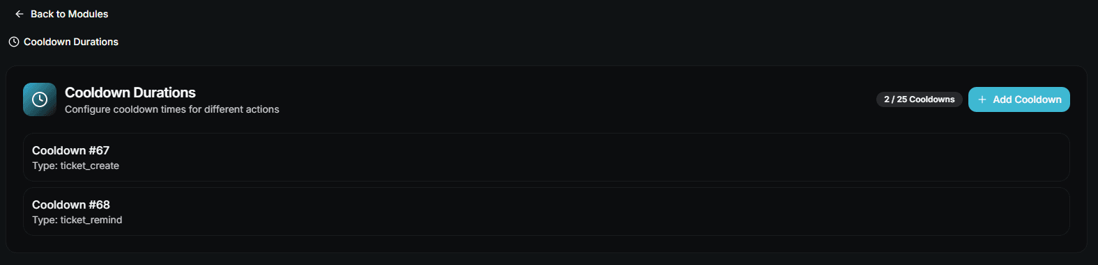 Cooldown List
