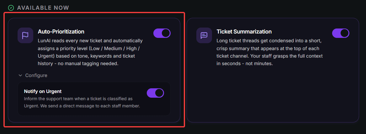 LunAI Feature Cards