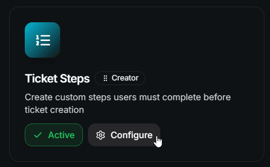 Ticket Steps Module Card