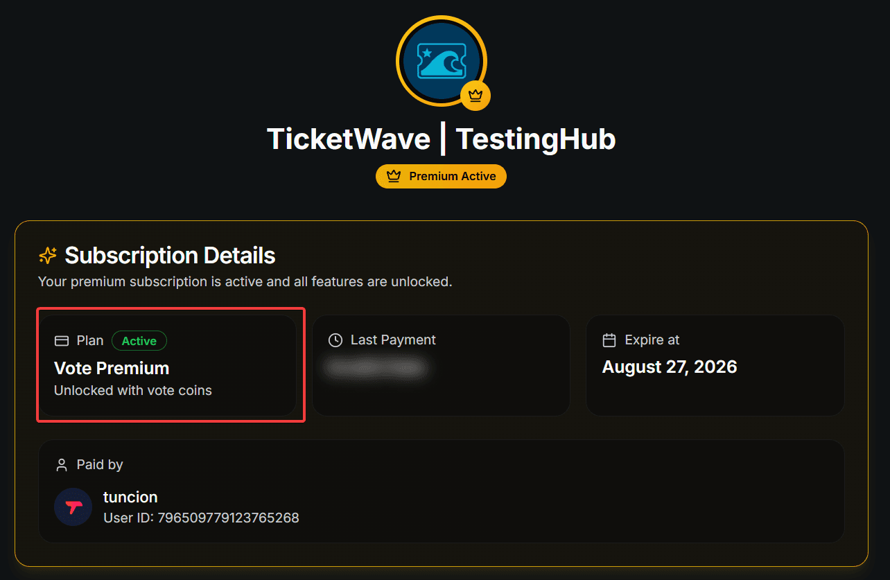 Vote Premium in the Dashboard
