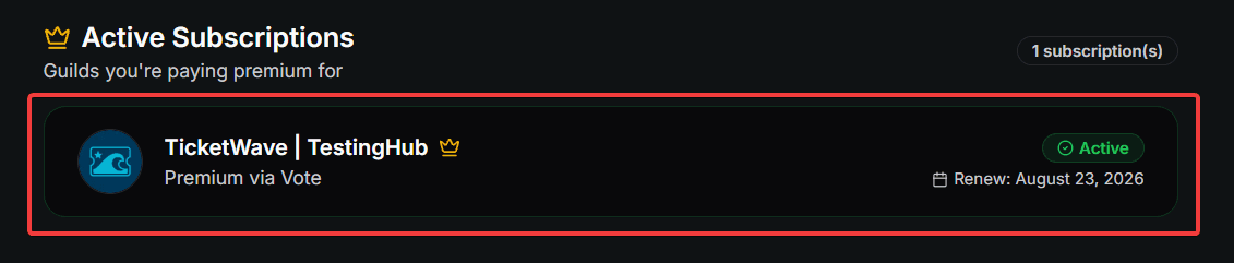Vote Premium Subscription Card