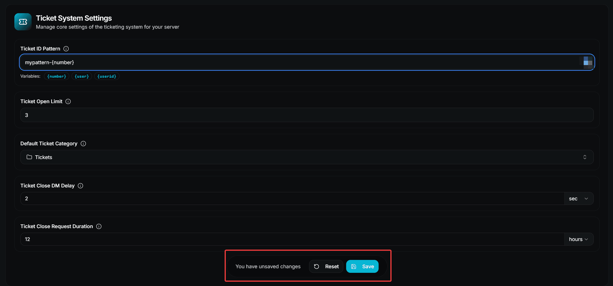 Config Panel with Save Bar