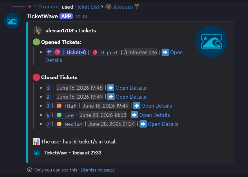 Ticket List Example